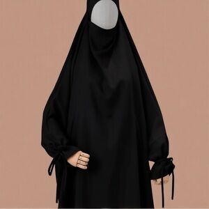 black size 54 al jauhara collections one piece jilbab with tie sleeves